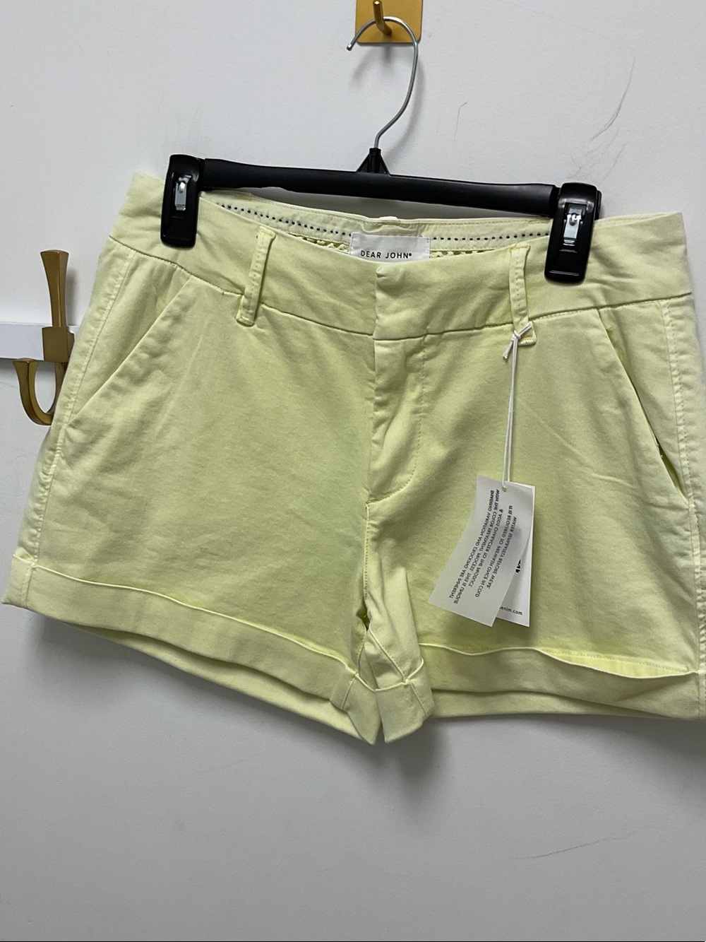 Dear John Hampton Pale Lemon High-Waist Cotton Shorts